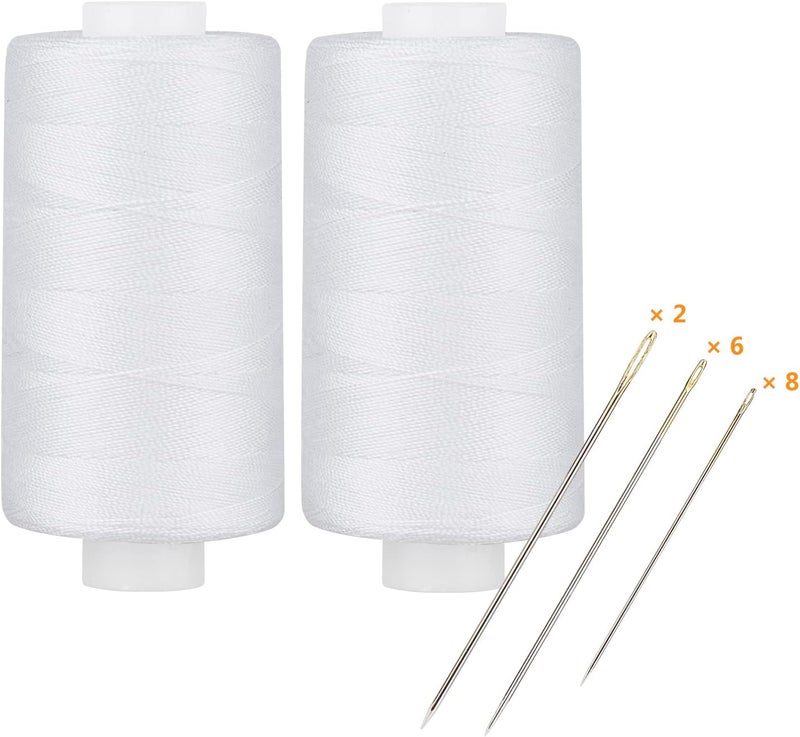 simthread All Purpose Thread Polyester 400 Yards (2 White) - Image 1